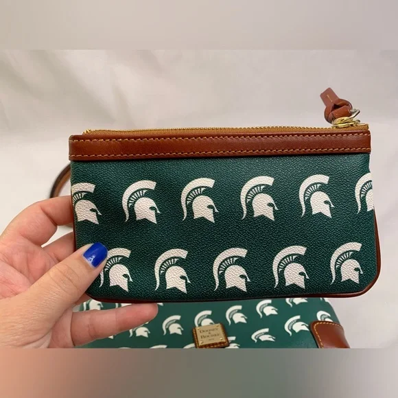 Dooney and Bourke Michigan State University MSU double zip crossbody bag wallet